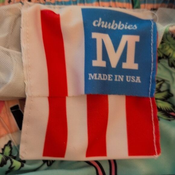 Chubbies Mens Swim Trunks Size Medium Parrot Palm Mesh Lined Shorts Colorful - Picture 4 of 6